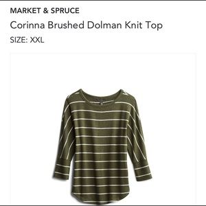Olive green and white stripe top